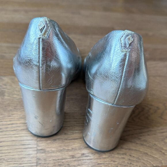 Sam Edelman Tatiana Metallic Silver Genuine Leather Block Heel Pump / Size: 10 - Picture 5 of 12